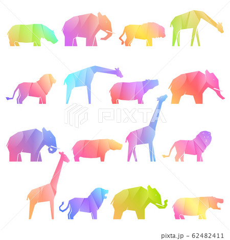 Set of multi-colored gradient african animals 62482411