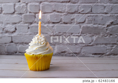 Homemade Birthday cupcake on marble Background. 62483166