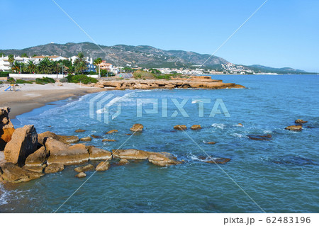 Playa del Moro beach in Alcossebre, Spain. Playa del Moro beach in Alcossebre, Spain. 62483196