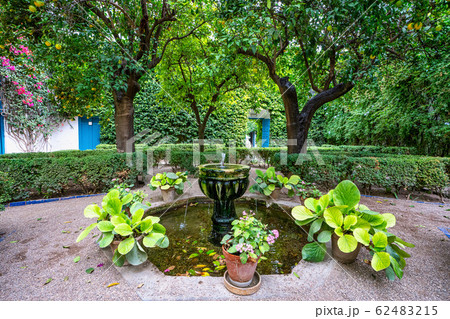 Courtyard garden of Viana Palace in Cordoba, Andalusia, Spain. Courtyard garden of Viana Palace in Cordoba, Andalusia, Spain. 62483215
