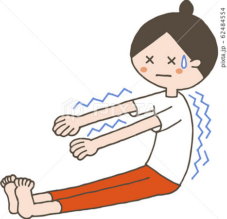 ストレッチをする体の固い若い女性のイラスト素材