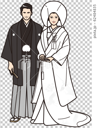 白無垢と紋付袴の新郎新婦 白無垢と紋付袴の新郎新婦 62484835