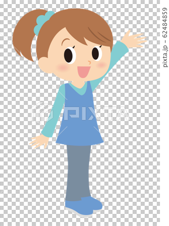 手を振る女の子 手を振る女の子 62484859