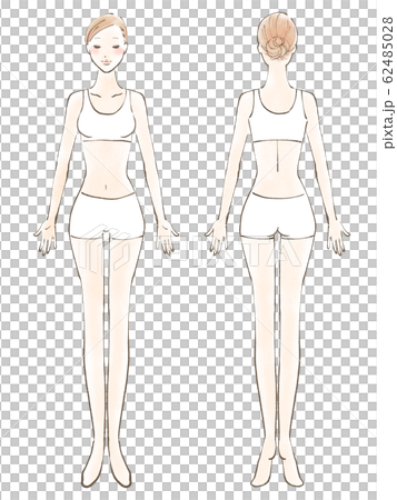 全身 女性 裸 目閉じる ビキニ 白（カラー） 62485028