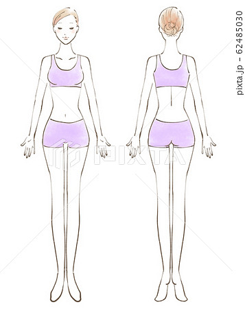 全身 女性 裸 目閉じる ビキニ 紫（色つき） 62485030