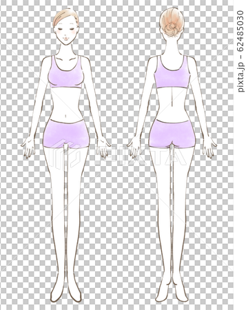 全身 女性 裸 目閉じる ビキニ 紫（色つき） 62485030