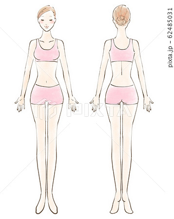 全身 女性 裸 目閉じる ビキニ ピンク（カラー） 62485031