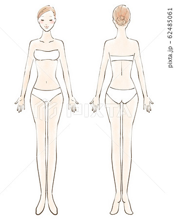 全身 女性 裸 目閉じる ビキニ 白 カラー のイラスト素材