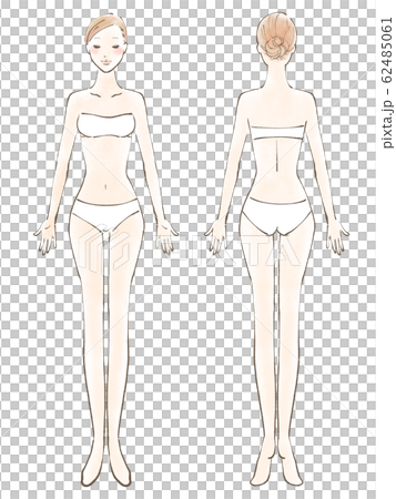 全身女性裸眼緊閉比基尼白色（彩色） 62485061