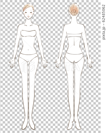 全身女性裸眼緊閉比基尼白色（彩色） 62485062