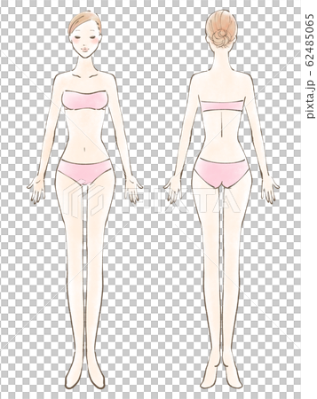 全身女性裸眼緊閉比基尼粉紅色（彩色） 62485065