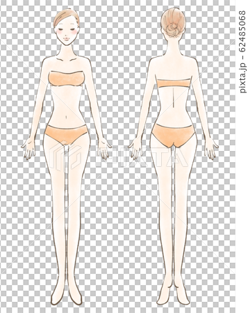 Full body female naked eyes closed bikini orange (color) 62485068