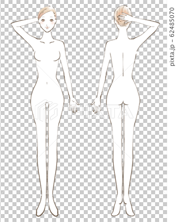 Whole body female naked one hand raised (colored) 62485070