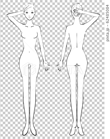Whole body female naked one hand raising (black and white) Whole body female naked one hand raising (black and white) 62485084