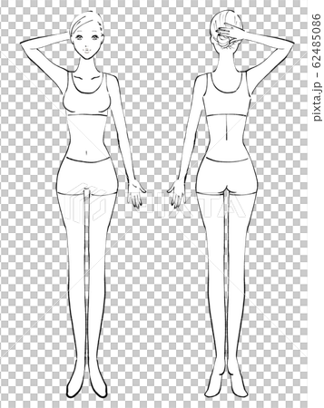 全身女裸手衣服（黑色和白色） 62485086