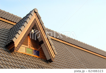 Thai exterior roof top of wood huse in vintage Thai exterior roof top of wood huse in vintage 62486323