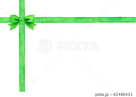 リボンフレーム_クロス_緑_ハガキ横 リボンフレーム_クロス_緑_ハガキ横 62486431