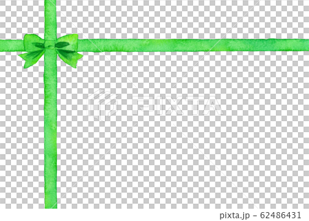 リボンフレーム_クロス_緑_ハガキ横 リボンフレーム_クロス_緑_ハガキ横 62486431