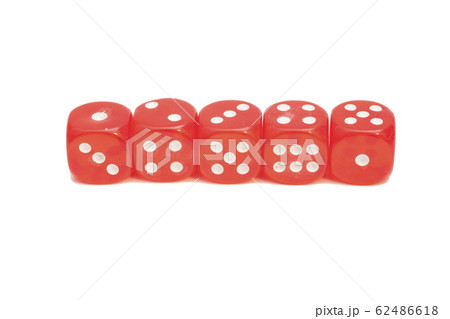 Red transparent playing bones isolated on white 62486618