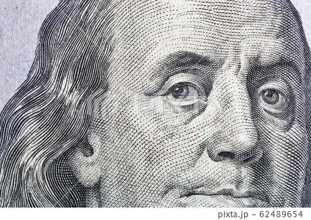 US President Benjamin Franklin portrait macro US President Benjamin Franklin portrait macro 62489654