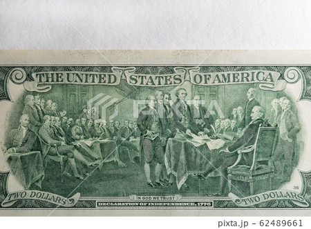 Declaration of independence on two dollar bill 62489661