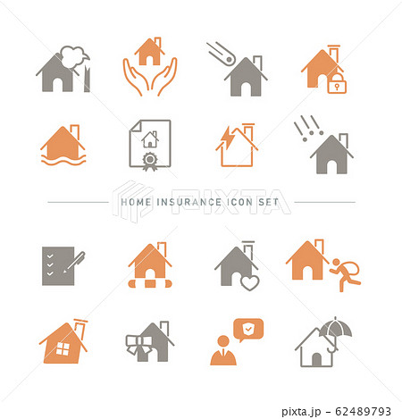 HOME INSURANCE ICON SET HOME INSURANCE ICON SET 62489793