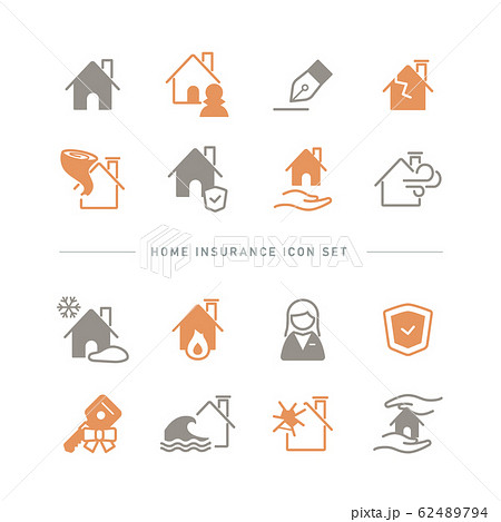HOME INSURANCE ICON SET HOME INSURANCE ICON SET 62489794