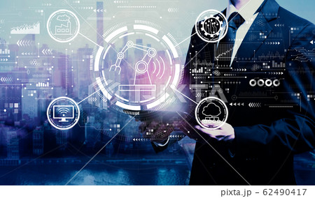 Smart industry concept with businessman holding a tablet 62490417