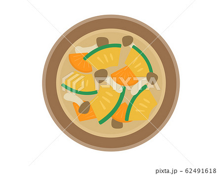 かぼちゃの味噌汁のイラストのイラスト素材