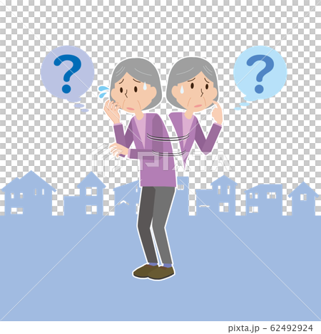 高齢　女性　シニア　おばあさん　迷う　徘徊　認知症 62492924