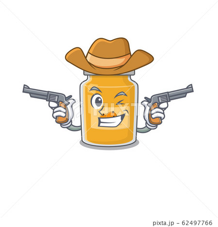 Appricot Cowboy cartoon in concept having guns 62497766