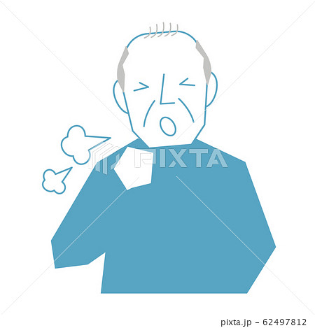 咳き込む　お爺さん 62497812