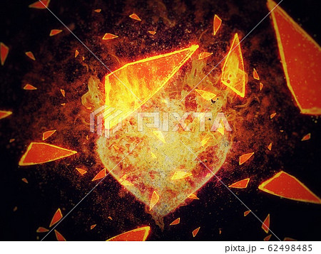 ハートの形に燃える抽象的な炎 62498485
