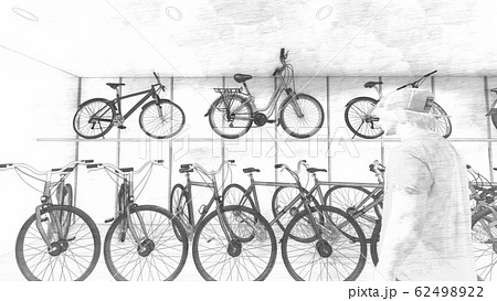 自転車屋 人あり イラスト91のイラスト素材