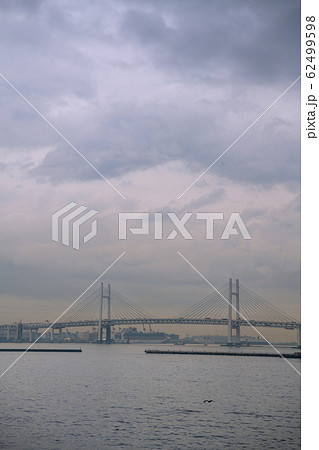 日本の横浜都市景観 新型コロナウイルス・大黒ふ頭で“船内隔離”が続くクルーズ船＝14日撮影 62499598