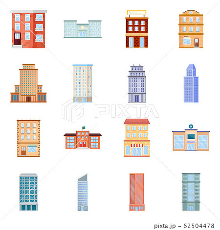 Vector illustration of facade and building logo. Set of facade and exterior vector icon for stock. 62504478