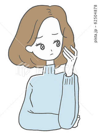 困った顔 女性 イラストのイラスト素材