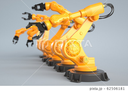 Industrial Robot Arms In A Rowのイラスト素材