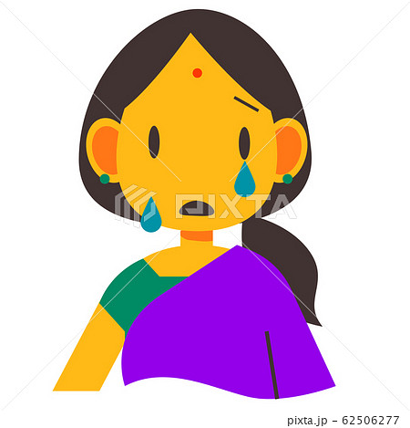 インド人女性 悲しいのイラスト素材