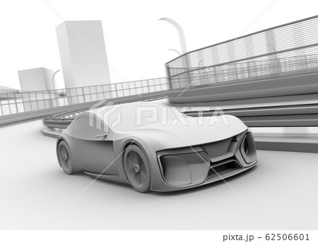 高速道路に走行している電動スポーツカーのクレイレンダリングイメージ 62506601