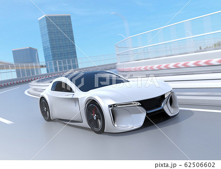 湾岸高速道路のカーブから加速する電動スポーツカーのイメージ 62506602