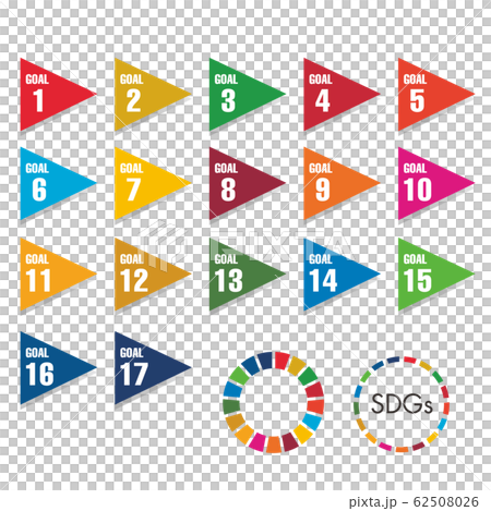 使用SDG 17個目標中每個目標的顏色的圖像圖標 62508026