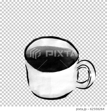 咖啡杯裡的咖啡（墨水的手繪插圖） 62508264