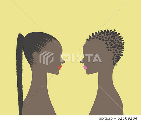 黒人女性 ネグロイド ヘアスタイル 顔なしのイラスト素材