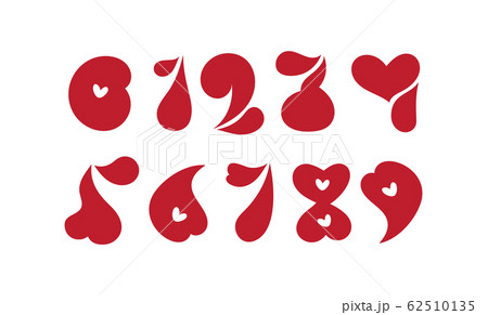 Vector set numbers from zero to nine. Cute Valentine elements. Hand drawn heart sign for page decoration and design illustration. Love wedding card or invitation Vector set numbers from zero to nine. Cute Valentine elements. Hand drawn heart sign for page decoration and design illustration. Love wedding card or invitation 62510135