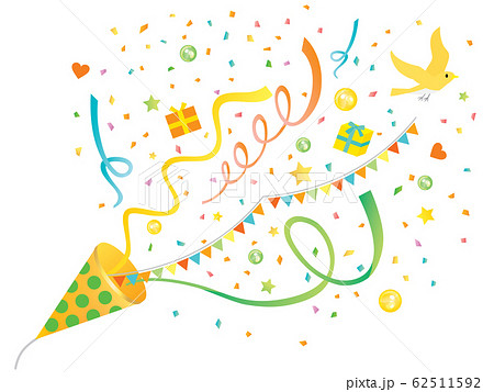 水玉模様の黄色いパーティークラッカー 水玉模様の黄色いパーティークラッカー 62511592