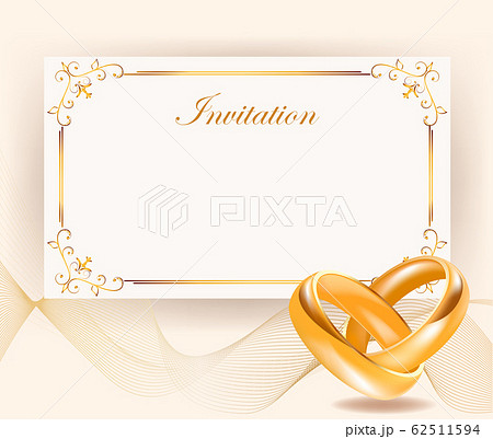 Wedding invitation width golden rings in retro Wedding invitation width golden rings in retro 62511594
