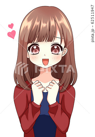 女性 目をハートにして喜ぶのイラスト素材