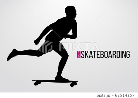 Silhouette Of A Skateboarder Background And のイラスト素材