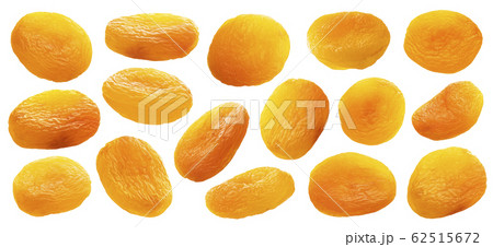Collection of dried apricots isolated on white background Collection of dried apricots isolated on white background 62515672